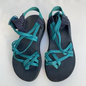 Chaco Hiking Sandals Womens 6 Blue Hook & Loop Casual Strappy Logo